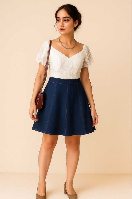 Lace & Denim Fusion Dress