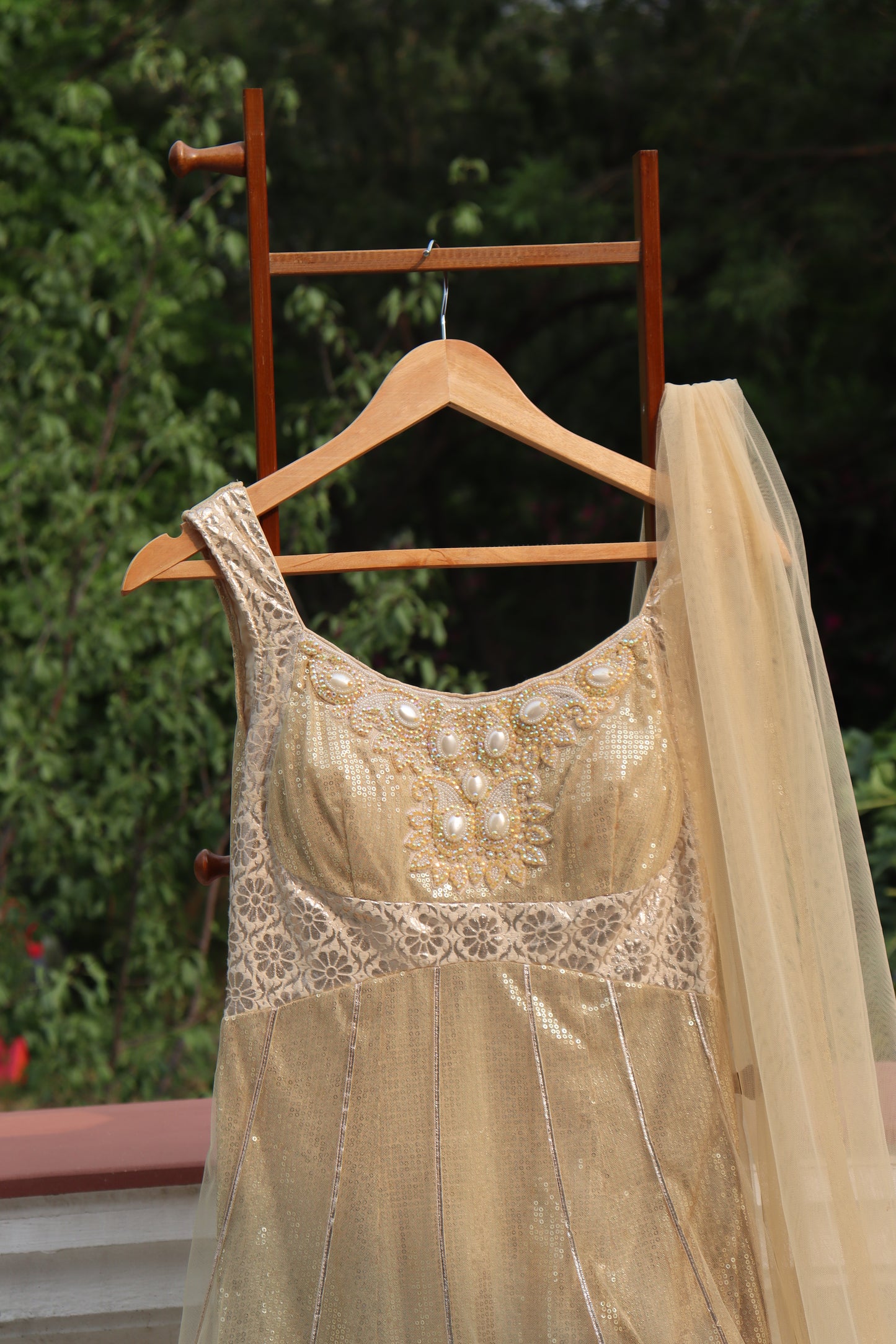 Radiant net Anarkali gown with Duppata