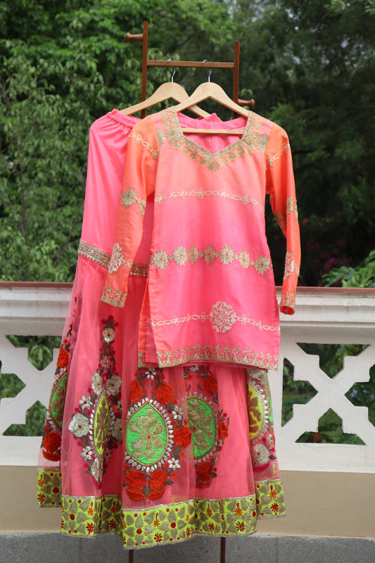 Coral-Pink Sharara suit
