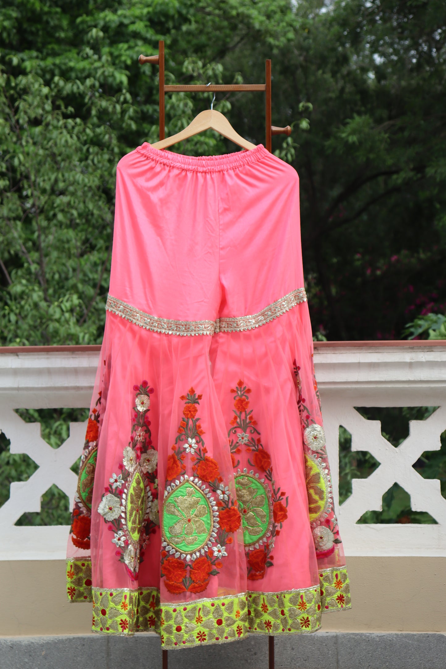 Coral-Pink Sharara suit