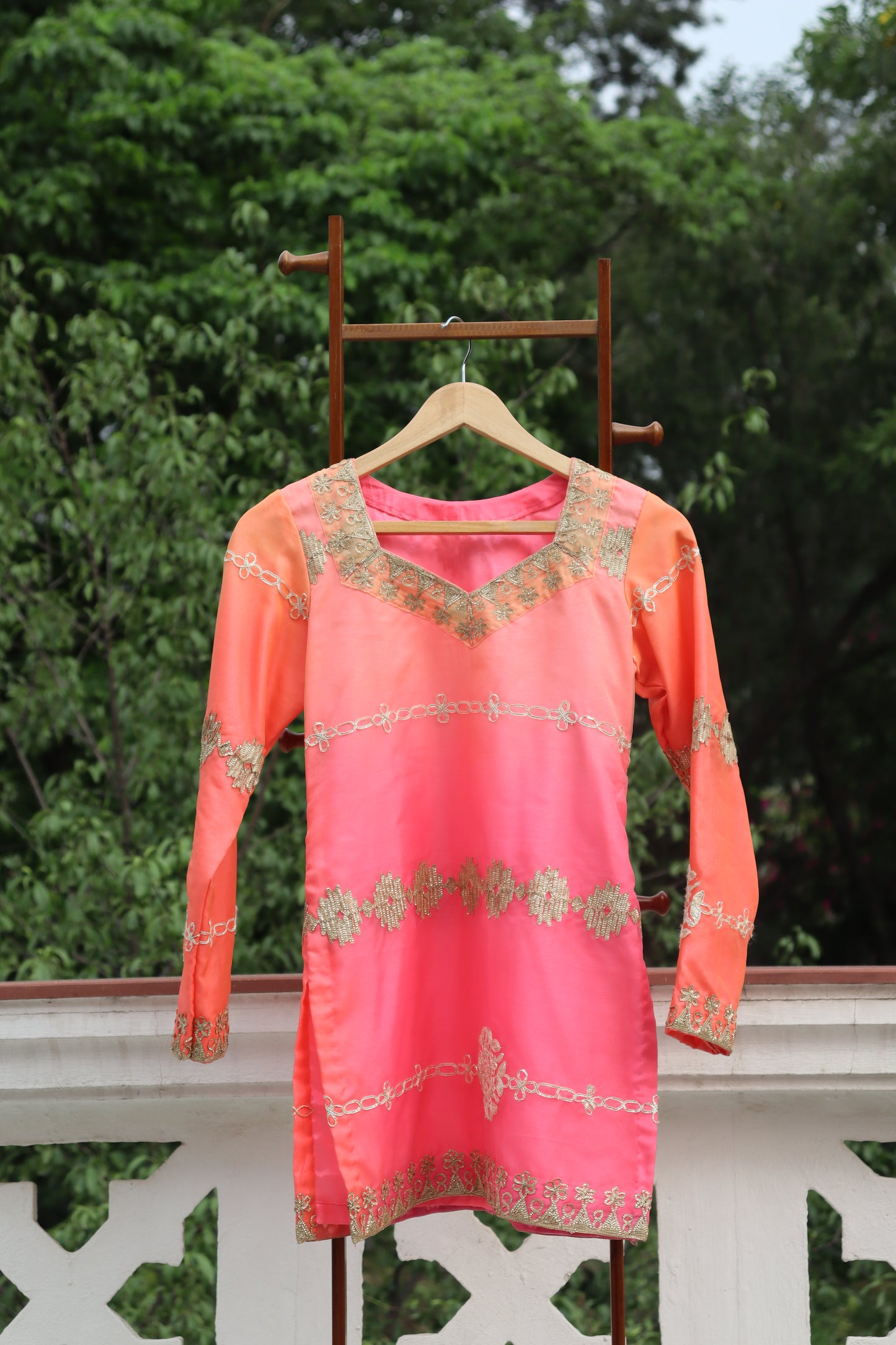Coral-Pink Sharara suit