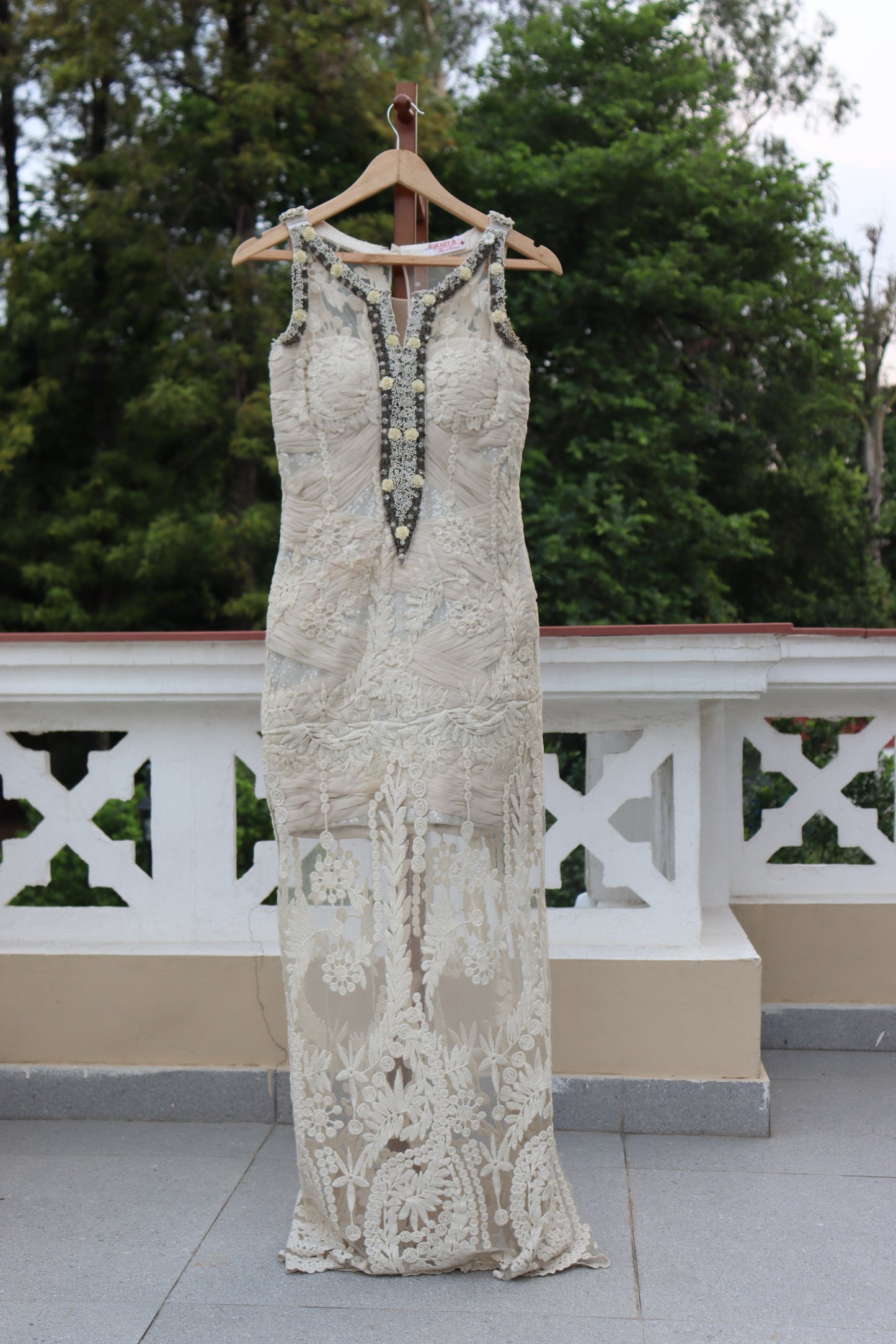 Embroidered Ivory Gown