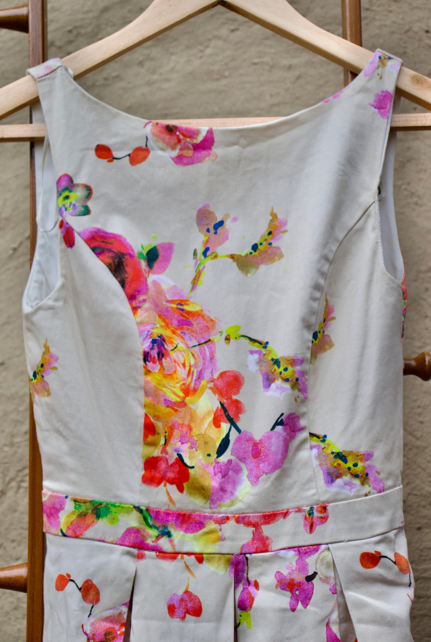 Watercolor Floral Pleated Dress