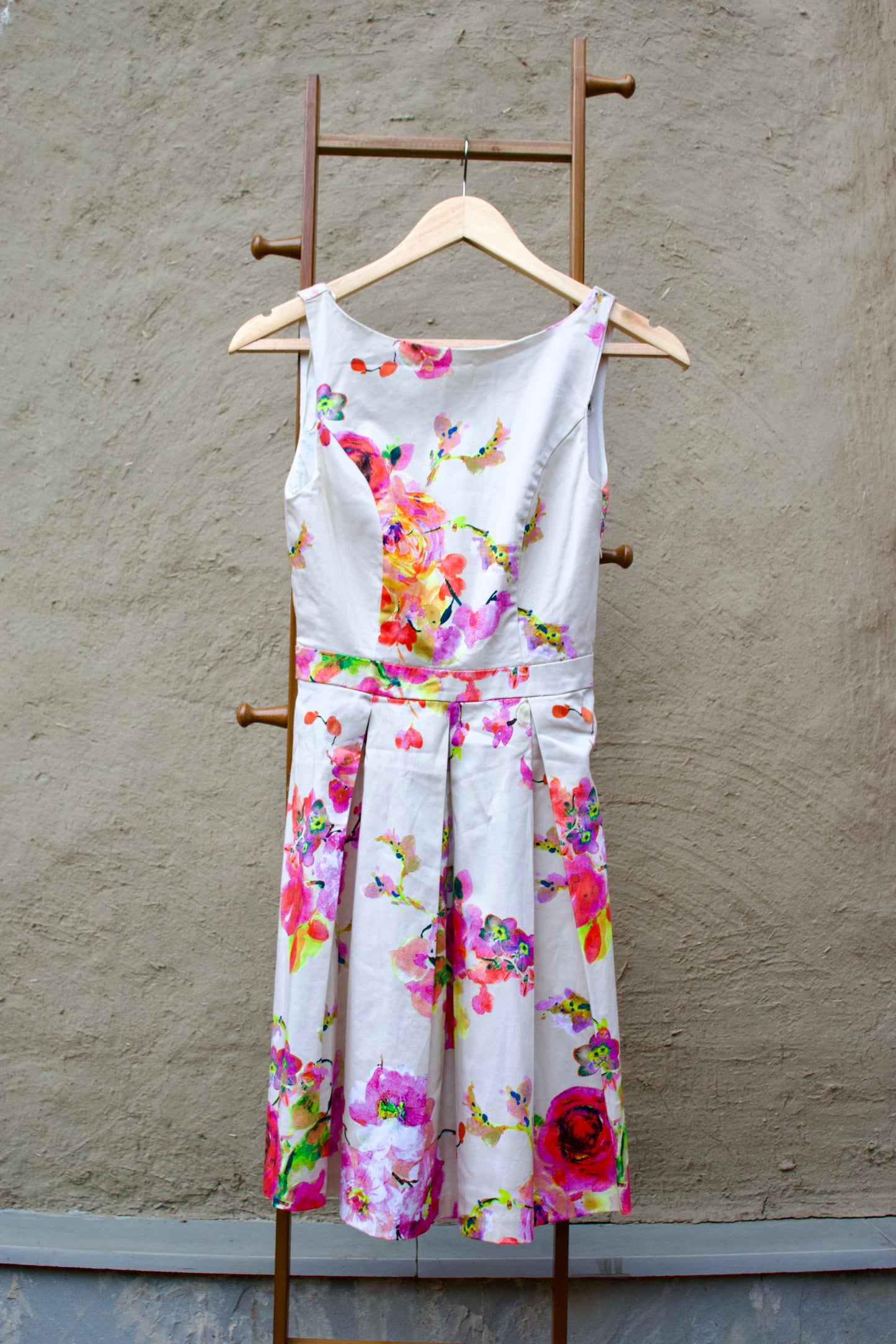 Watercolor Floral Pleated Dress
