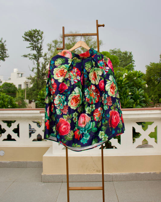 Floral High- waist Flared skirt