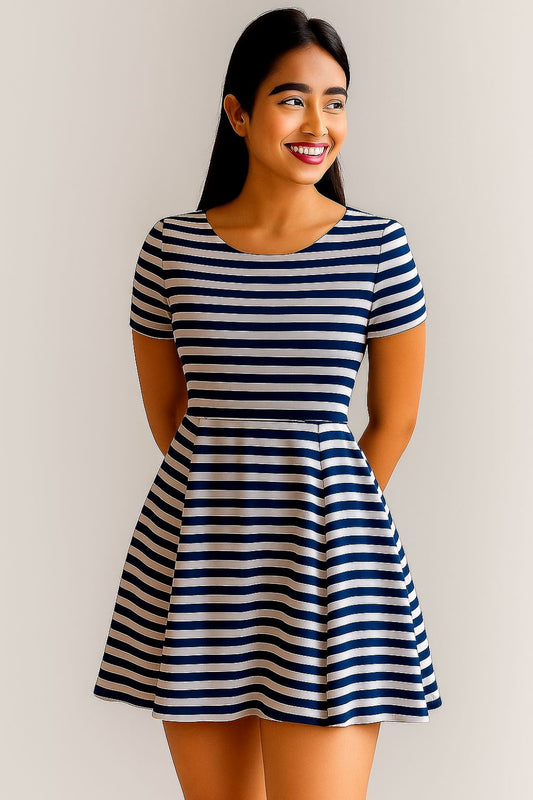 Navy- White Stripe Dress